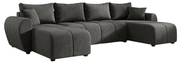 Razvlačna U kutna garnitura SEVIO 311x145 cm, tamno siva + 2 jastuka GRATIS