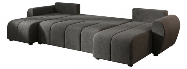 Razvlačna U kutna garnitura SEVIO 311x145 cm, tamno siva + 2 jastuka GRATIS