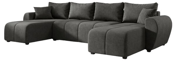 Razvlačna U kutna garnitura SEVIO 311x145 cm, tamno siva + 2 jastuka GRATIS