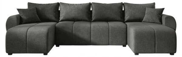 Razvlačna U kutna garnitura SEVIO 311x145 cm, tamno siva + 2 jastuka GRATIS