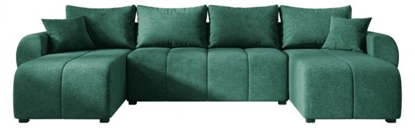 Razvlačna U kutna garnitura SEVIO 311x145 cm, boja boce zelena + 2 jastuka GRATIS