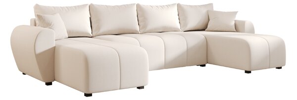AKCIJA Razvlačiva sjedeća garnitura u obliku slova U SEVIO 311x145 cm, krem + 2 jastučića BESPLATNO II. klasa