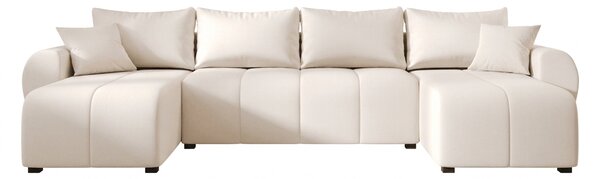 AKCIJA Razvlačiva sjedeća garnitura u obliku slova U SEVIO 311x145 cm, krem + 2 jastučića BESPLATNO II. klasa