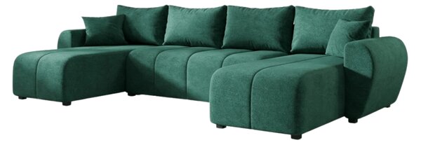Razvlačna U kutna garnitura SEVIO 311x145 cm, boja boce zelena + 2 jastuka GRATIS