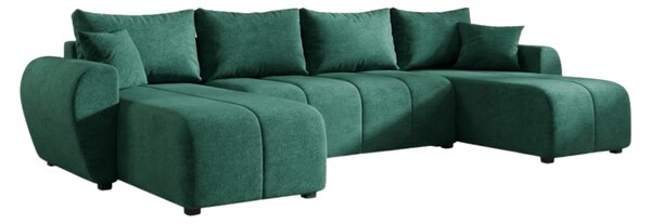 Razvlačna U kutna garnitura SEVIO 311x145 cm, boja boce zelena + 2 jastuka GRATIS
