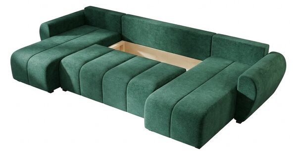 Razvlačna U kutna garnitura SEVIO 311x145 cm, boja boce zelena + 2 jastuka GRATIS