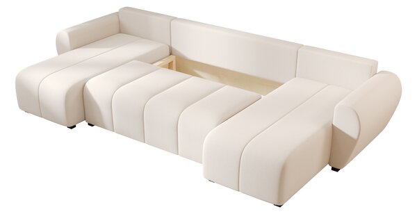 AKCIJA Razvlačiva sjedeća garnitura u obliku slova U SEVIO 311x145 cm, krem + 2 jastučića BESPLATNO II. klasa
