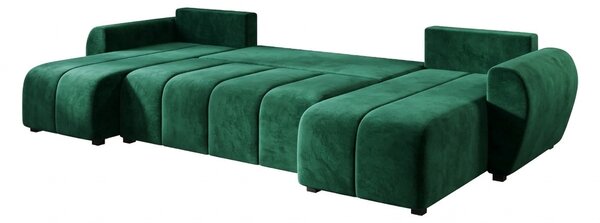Razvlačna U kutna garnitura SEVIO 311x145 cm, boja boce zelena + 2 jastuka GRATIS