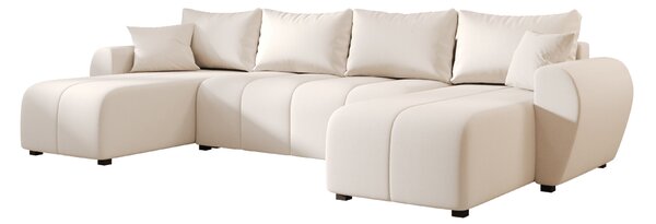 AKCIJA Razvlačiva sjedeća garnitura u obliku slova U SEVIO 311x145 cm, krem + 2 jastučića BESPLATNO II. klasa
