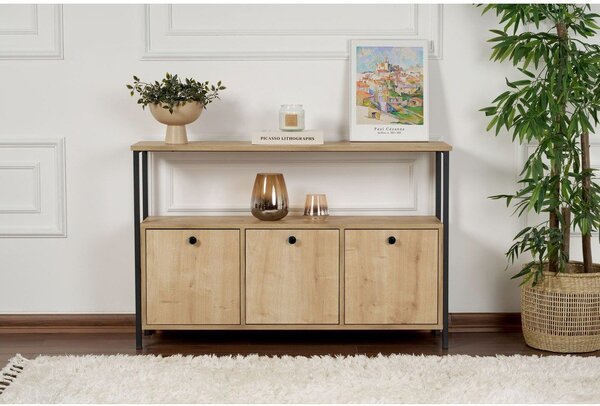 Pomoćni stol u dekoru hrasta u svijetloj prirodnoj boji 29,5x120 cm Solace – Kalune Design