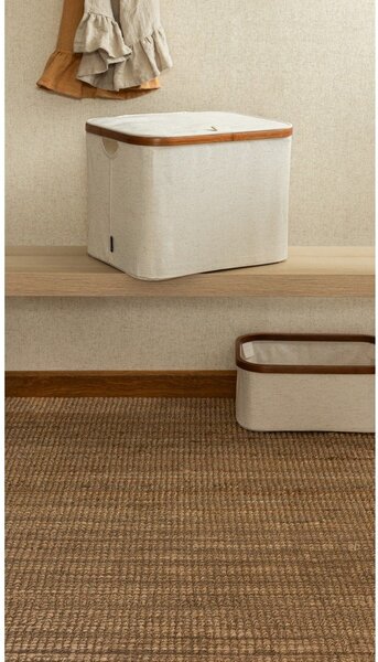 Krem tekstilna kutija za pohranu s poklopcem 40,5x33x30 cm Bamboo/Linen – Bigso