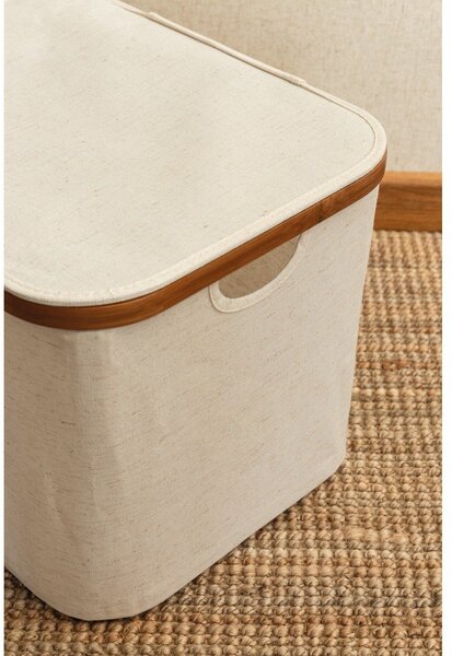 Krem tekstilna kutija za pohranu s poklopcem 40,5x33x30 cm Bamboo/Linen – Bigso