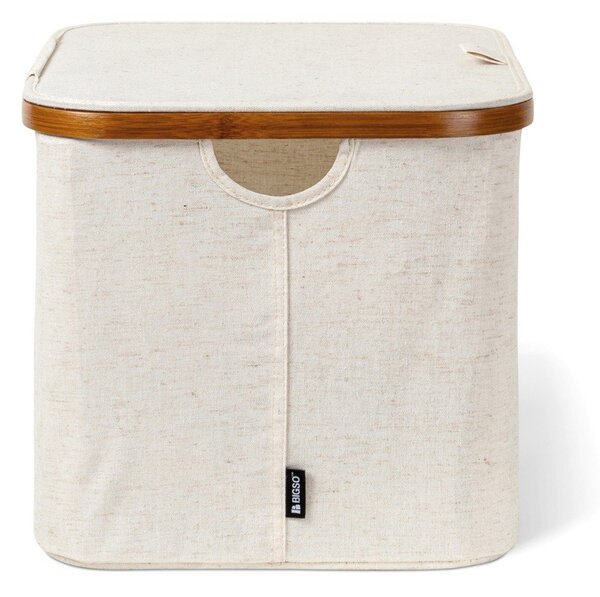 Krem tekstilna kutija za pohranu s poklopcem 40,5x33x30 cm Bamboo/Linen – Bigso