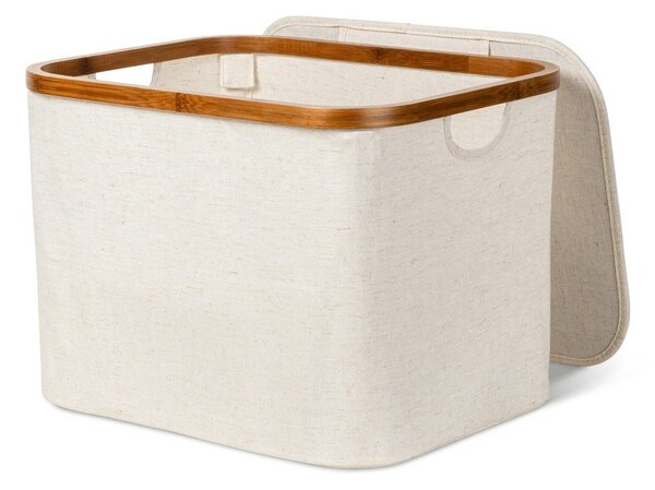 Krem tekstilna kutija za pohranu s poklopcem 40,5x33x30 cm Bamboo/Linen – Bigso