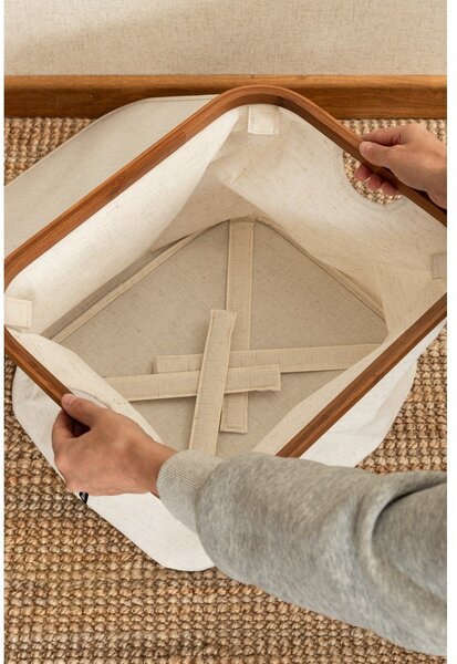 Krem tekstilna kutija za pohranu s poklopcem 40,5x33x30 cm Bamboo/Linen – Bigso