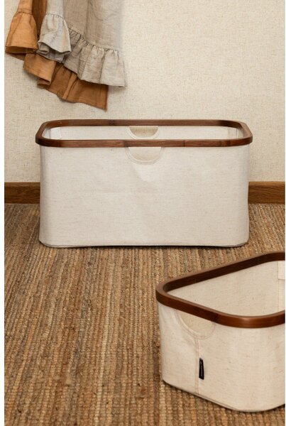 Krem tekstilna složiva košara za rublje Bamboo/Linen – Bigso