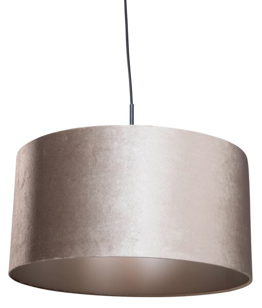 Viseća svjetiljka crna s baršunastim sjenilom taupe 50cm - Combi 1