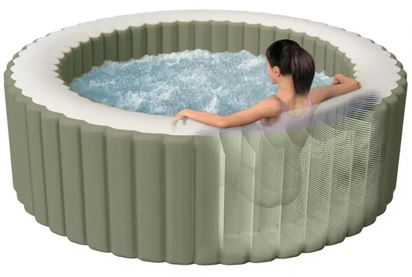 Bazen na napuhavanje Intex 4-osobe Olive green okrugli bubble spa set