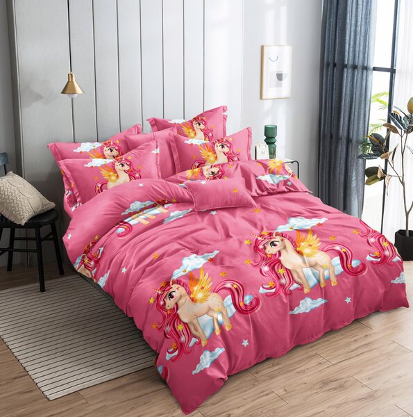 Dječja posteljina KONJ roza Dimenzije posteljine: 2 kom 70 x 80 cm | 160 x 200 cm