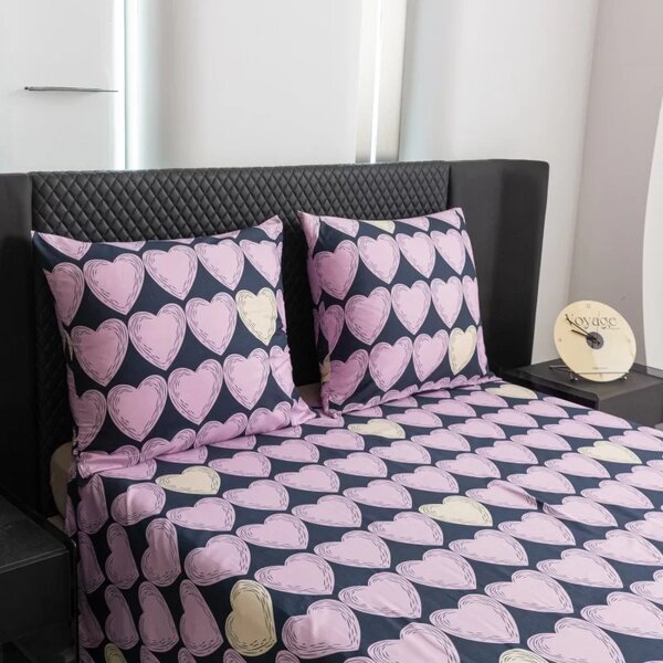 Posteljina od mikrovlakana VIOLET HEARTS svijetlo ljubičasta Dimenzije posteljine: 2 kom 70 x 80 cm | 160 x 200 cm