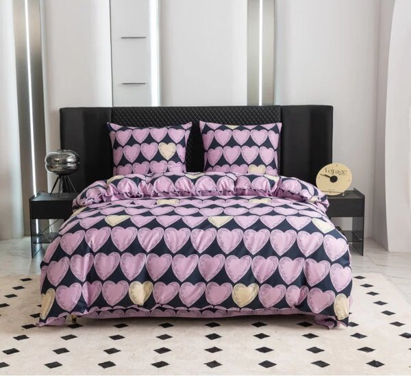 Posteljina od mikrovlakana VIOLET HEARTS svijetlo ljubičasta Dimenzije posteljine: 2 kom 70 x 80 cm | 160 x 200 cm