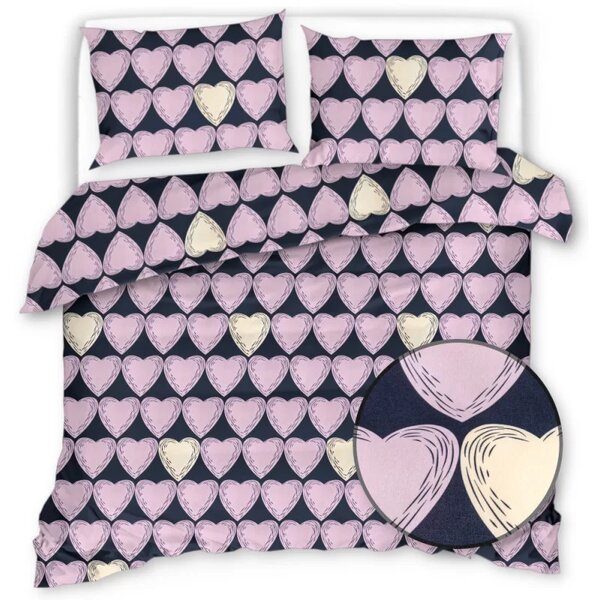 Posteljina od mikrovlakana VIOLET HEARTS svijetlo ljubičasta Dimenzije posteljine: 2 kom 70 x 80 cm | 160 x 200 cm