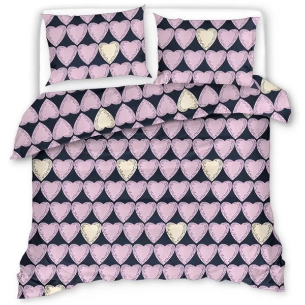 Posteljina od mikrovlakana VIOLET HEARTS svijetlo ljubičasta Dimenzije posteljine: 2 kom 70 x 80 cm | 160 x 200 cm