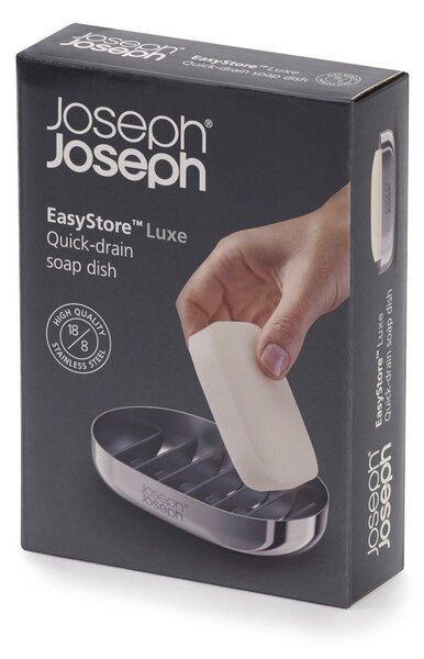 Posuda za sapun od nehrđajućeg čelika u sjajno srebrnoj boji EasyStore Luxe – Joseph Joseph