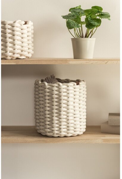 Tekstilna košara ø 25x25 cm Peach Skin Round M – Bigso