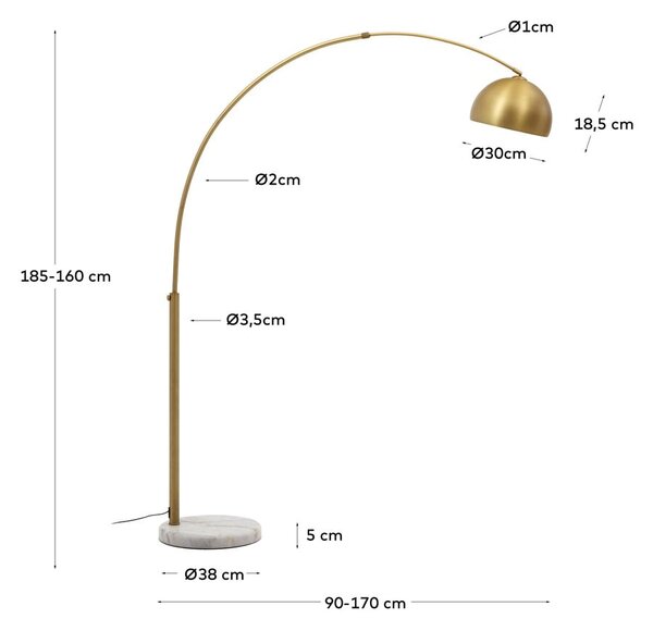 Stojeća svjetiljka u zlatnoj boji s metalnim sjenilom (visina 160 cm) Madali – Kave Home