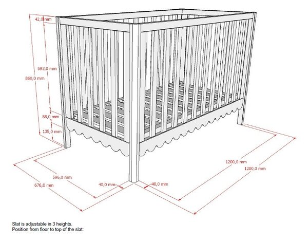 Bež dječji krevet od masivnog bora s podesivom visinom 60x120 cm Swingo – Vipack