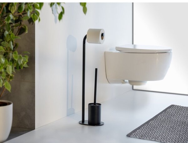 Crni željezan držač za WC papir sa četkom Levante – Wenko