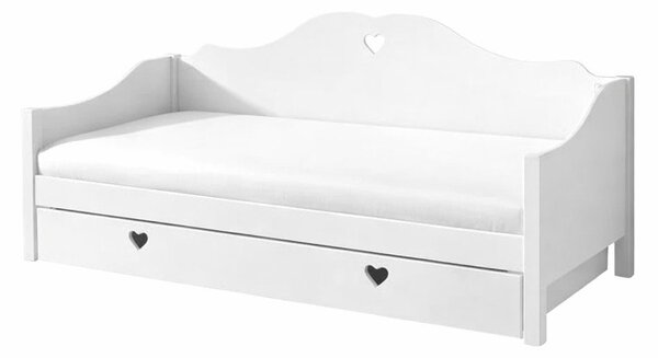 Bijeli dječji krevet od masivnog bora s dodatnim ležajem s prostorom za pohranu 90x200 cm AMORI – Vipack
