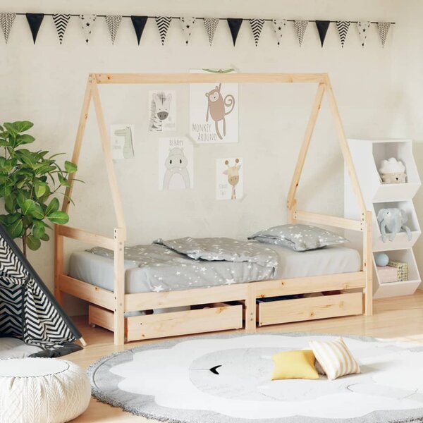 VidaXL Okvir za dječji krevet s ladicama 80x160 cm od masivne borovine