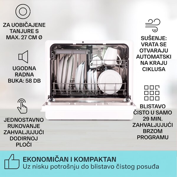 Klarstein Emerald 5 Slim, perilica suđa, samostojeća, 7 programa, upravljanje na dodir