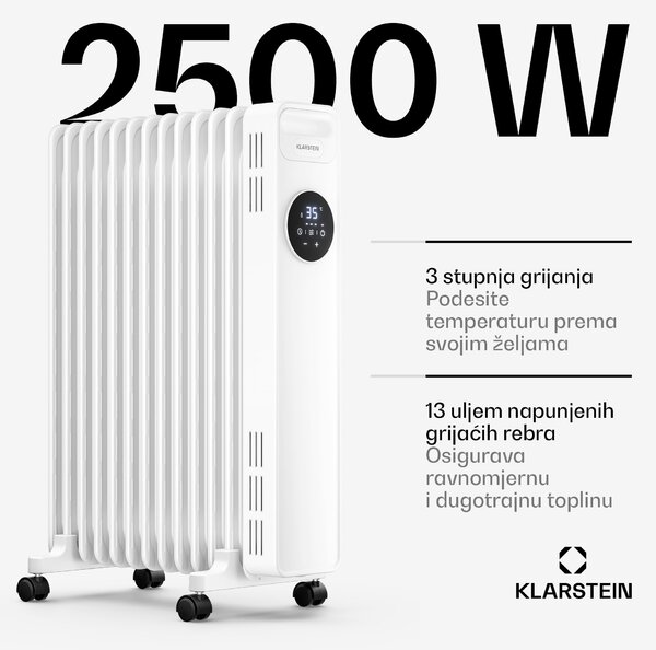 Klarstein Thermaxx uljni radijator | 2500 W | 25 m² | 3 postavke | 7 do 35 °C | 44 cm x 64 cm