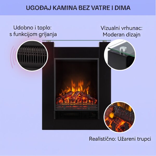Klarstein Studio-5, električni kamin, ventilator na vrući zrak, 900/1800 W, daljinski upravljač, crni