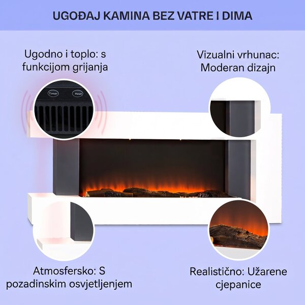 Klarstein Studio Light & Fire 2 Smart, kamin, 1000/2000W, MDF, WiFi Control