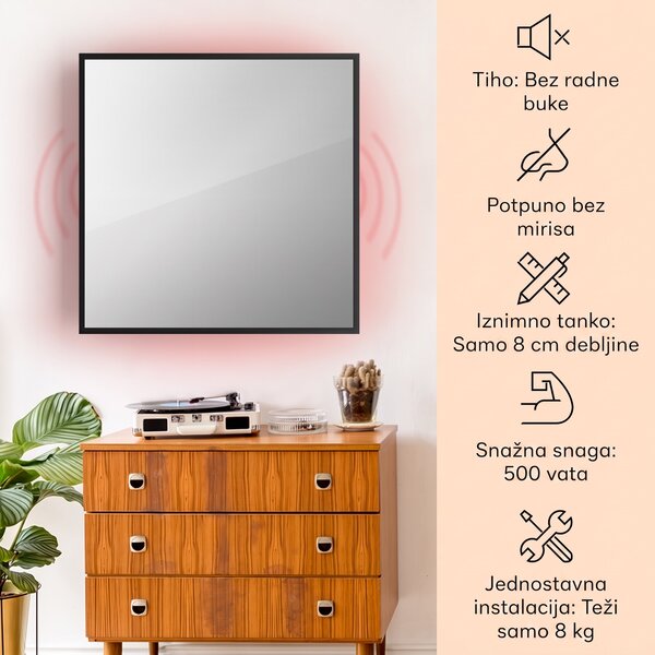 Klarstein La Palma 500 pametni grijač 2 u 1 infracrveni konvektor 60x60cm 500W ogledalo prednje