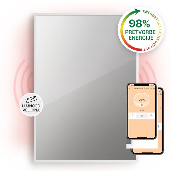 Klarstein La Palma 750 pametni grijač 2 u 1 infracrveni konvektor 85x60cm 750W ogledalo prednje