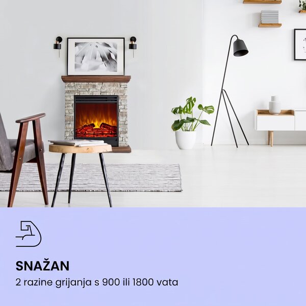 Klarstein Etna, električni kamin, 1800 W, tjedni timer, daljinski upravljač, sivo / smeđi
