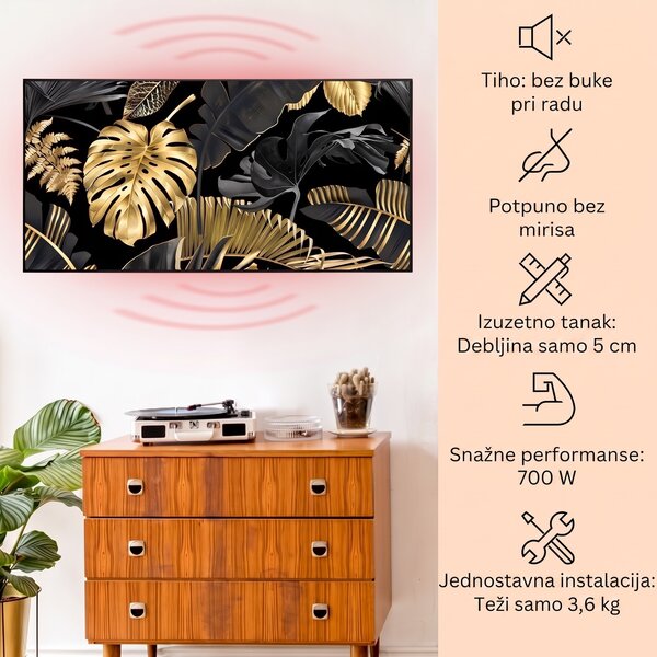 Klarstein Wonderwall Air Art Smart, infracrveni grijač, crni lim, 120 x 60 cm, 700 W