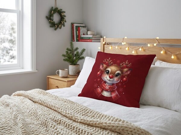 3D jastučnica od mikrovlakana MERRY FAWN 45x45 cm, crvena