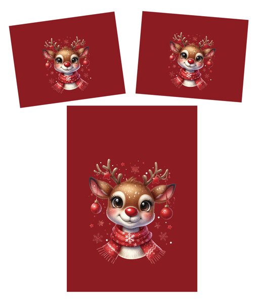3D posteljina od mikrovlakana MERRY FAWN crvena Dimenzije posteljine: 2 ks 70 x 90 cm | 140 x 200 cm