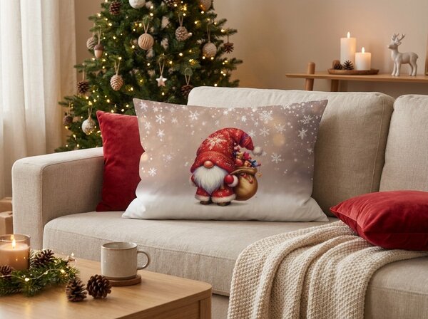 3D jastučnica od mikrovlakana SANTA GNOME 50x70 cm, crvena