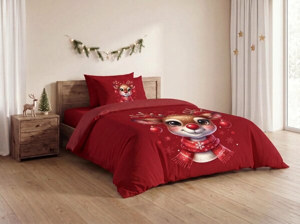 3D posteljina od mikrovlakana MERRY FAWN crvena Dimenzije posteljine: 2 ks 70 x 90 cm | 140 x 200 cm