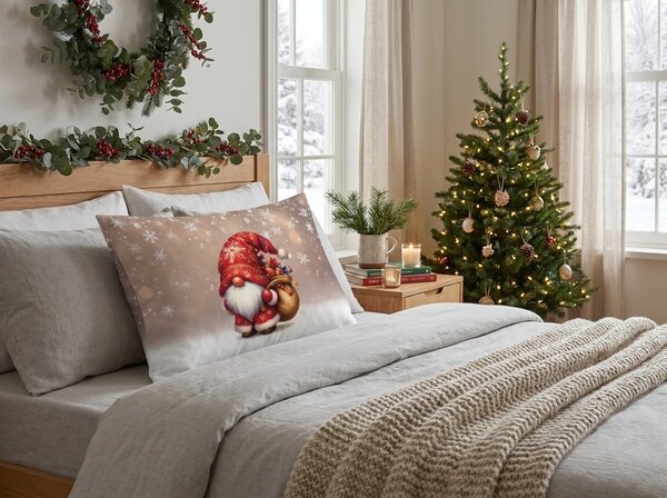 3D jastučnica od mikrovlakana SANTA GNOME 50x70 cm, crvena