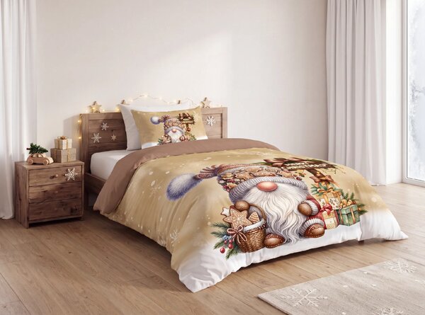 3D posteljina od mikrovlakana GINGER GNOME smeđa Dimenzije posteljine: 2 ks 70 x 90 cm | 140 x 200 cm