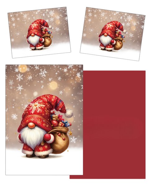 3D posteljina od mikrovlakana SANTA GNOME crvena Dimenzije posteljine: 2 ks 70 x 90 cm | 140 x 200 cm