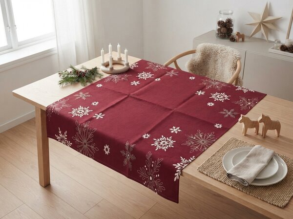 Božićni stolnjak SNOWFALL 85x85 cm, vino crveni